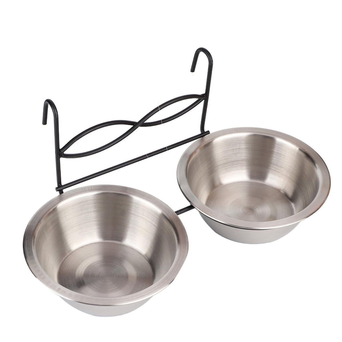 Stainless Steel Hanging Pet Bowls, 2 Bowls 1 Hook K3880