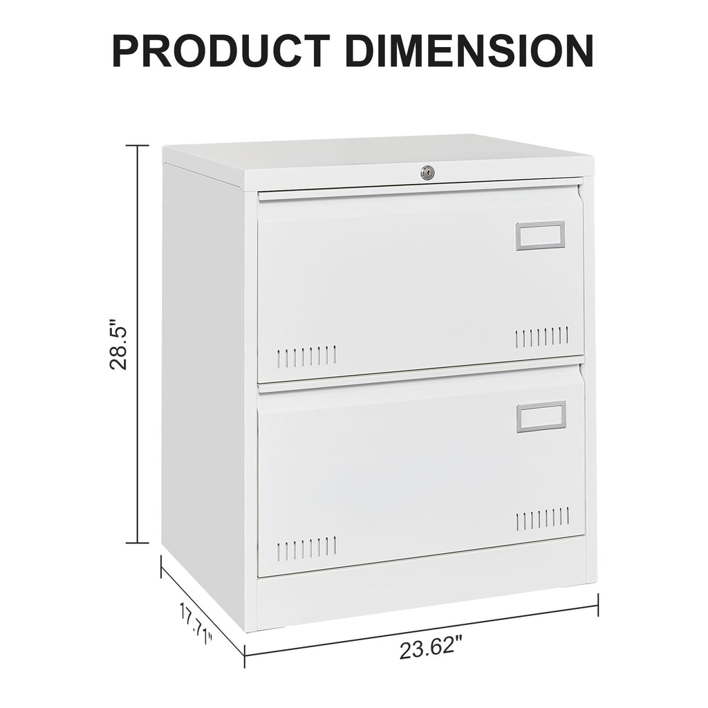 White 2 Drawer Metal Lockable File Cabinet E2750
