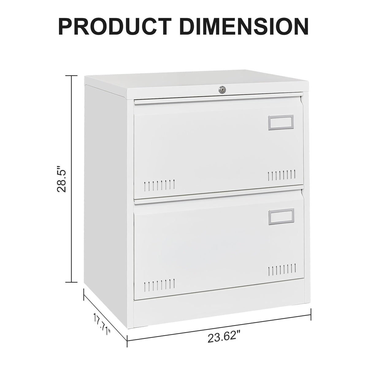 White 2 Drawer Metal Lockable File Cabinet E2750