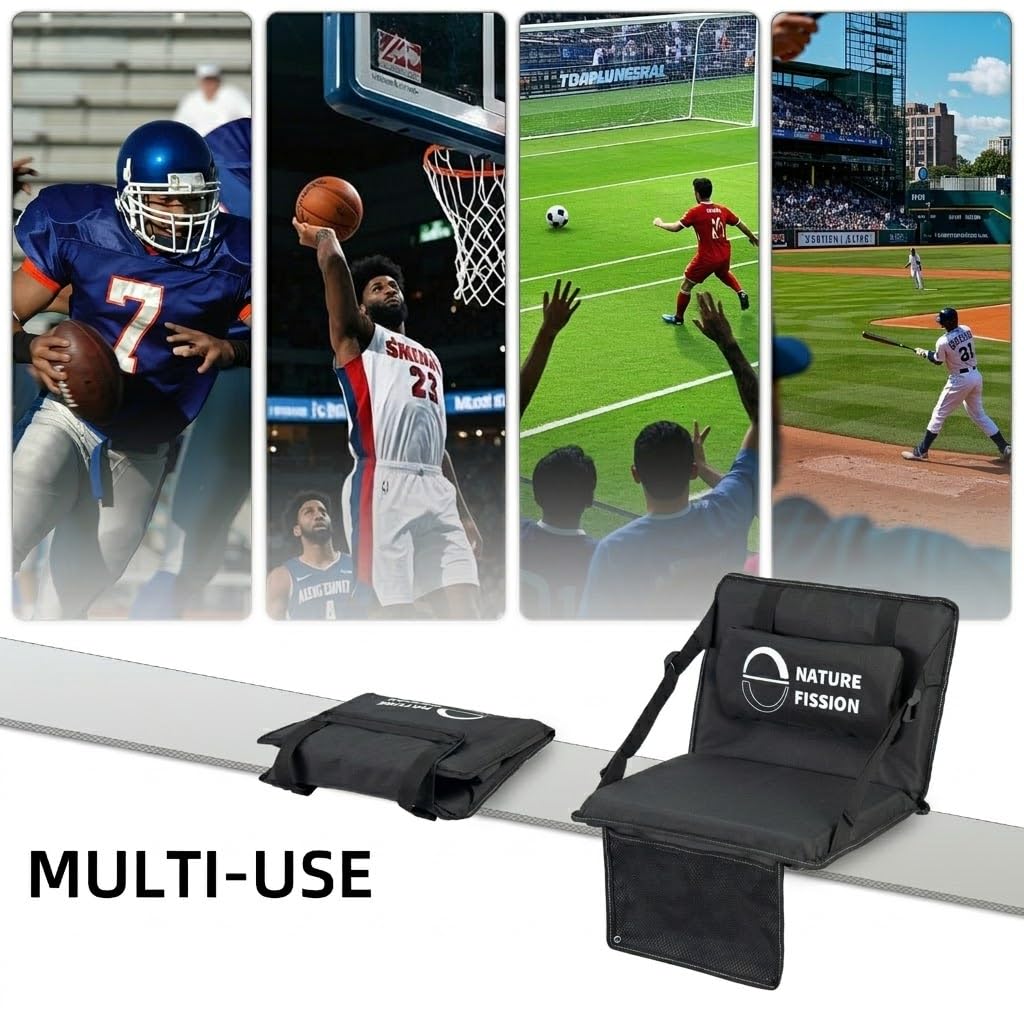 Foldable Portable Stadium Seat with Back and Lumbar Support L1530