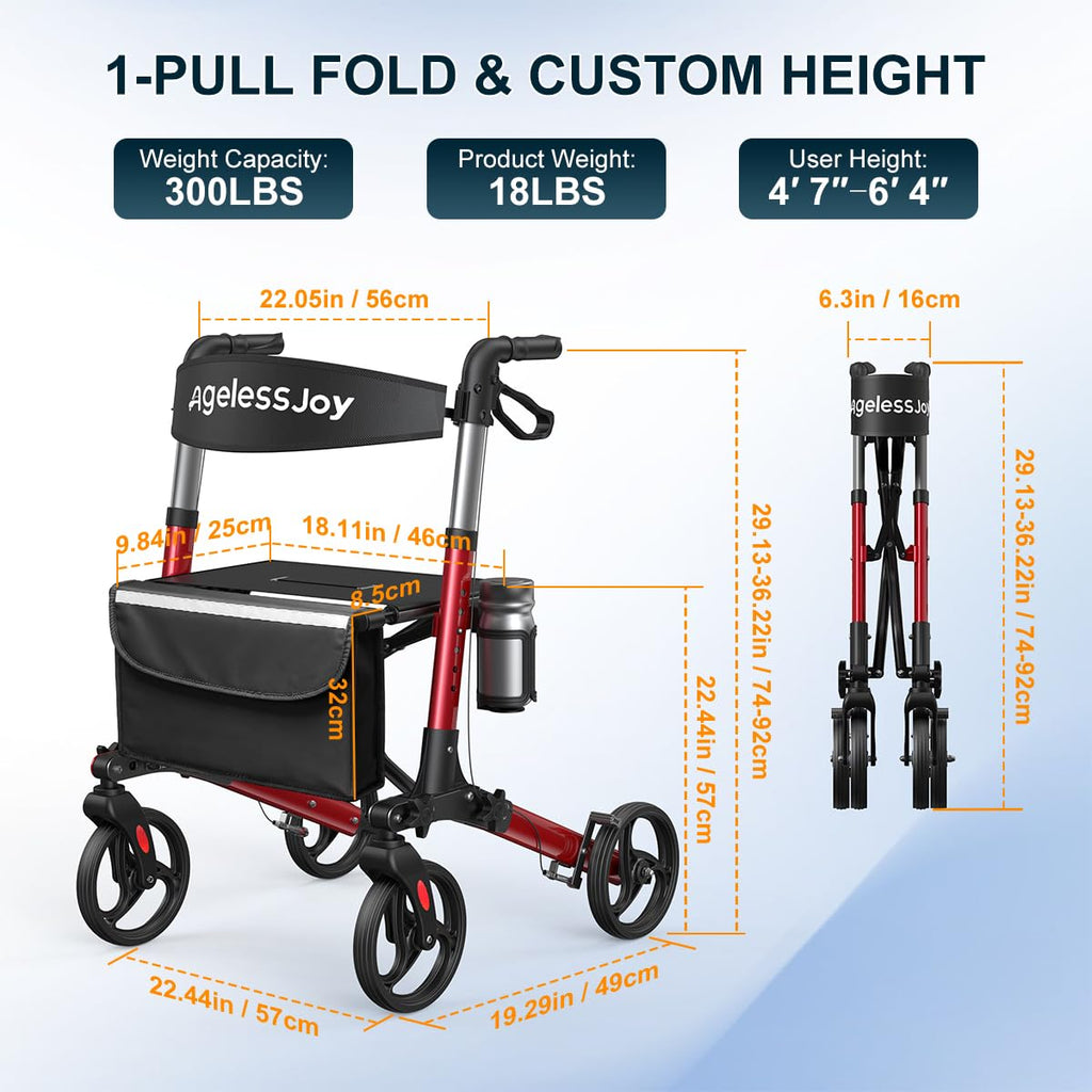 Foldable Rollator Walker with Seat L3186