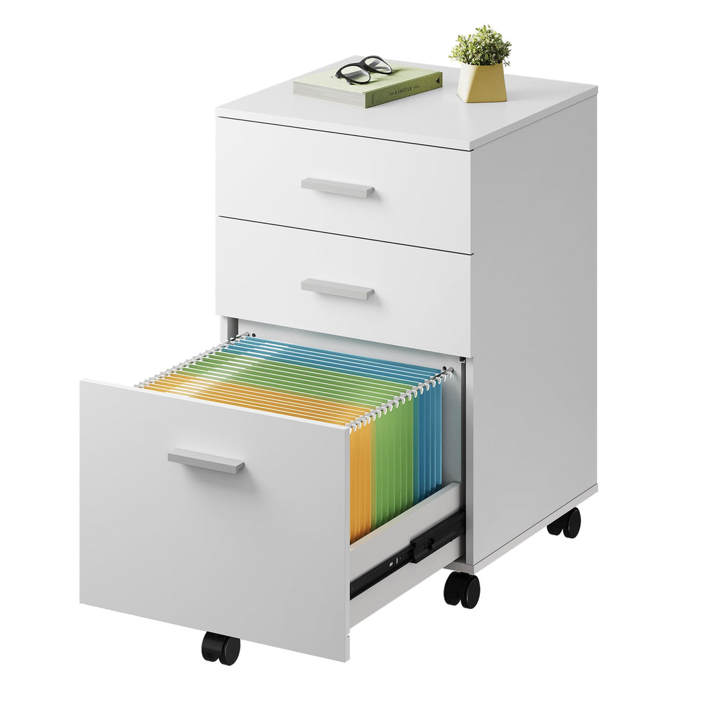3 Drawer White Wood File Cabinet Z36019