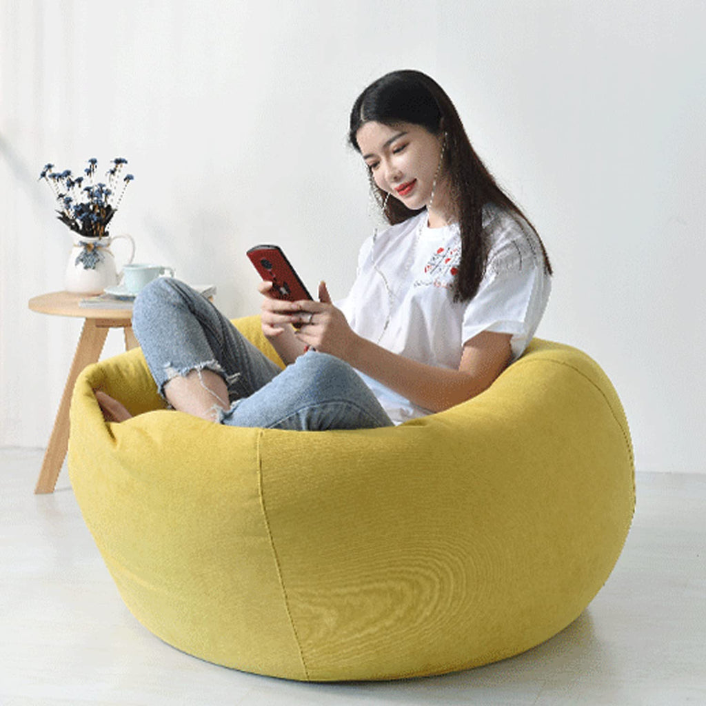 Washable Soft Bean Bag Chair Cover Only 110 * 120cm Yellow G2593