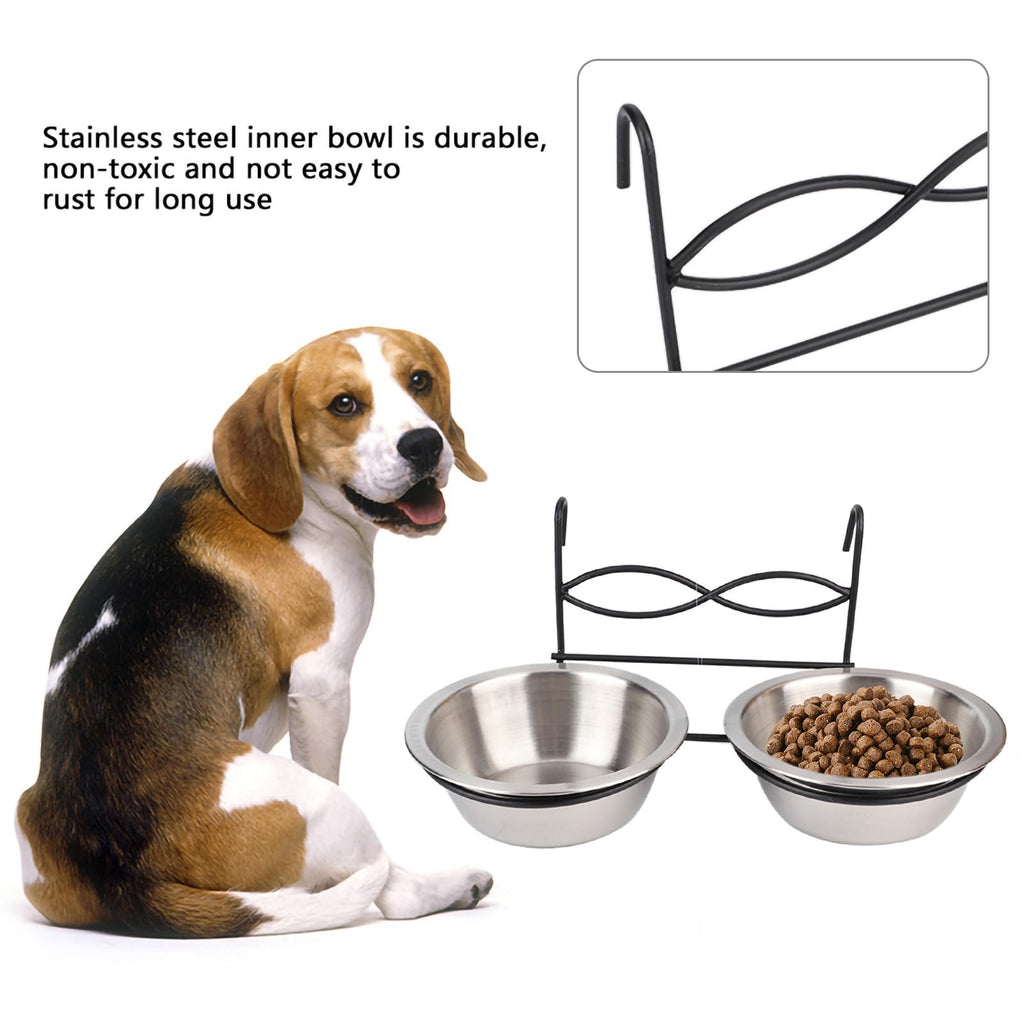 Stainless Steel Hanging Pet Bowls, 2 Bowls 1 Hook K3880