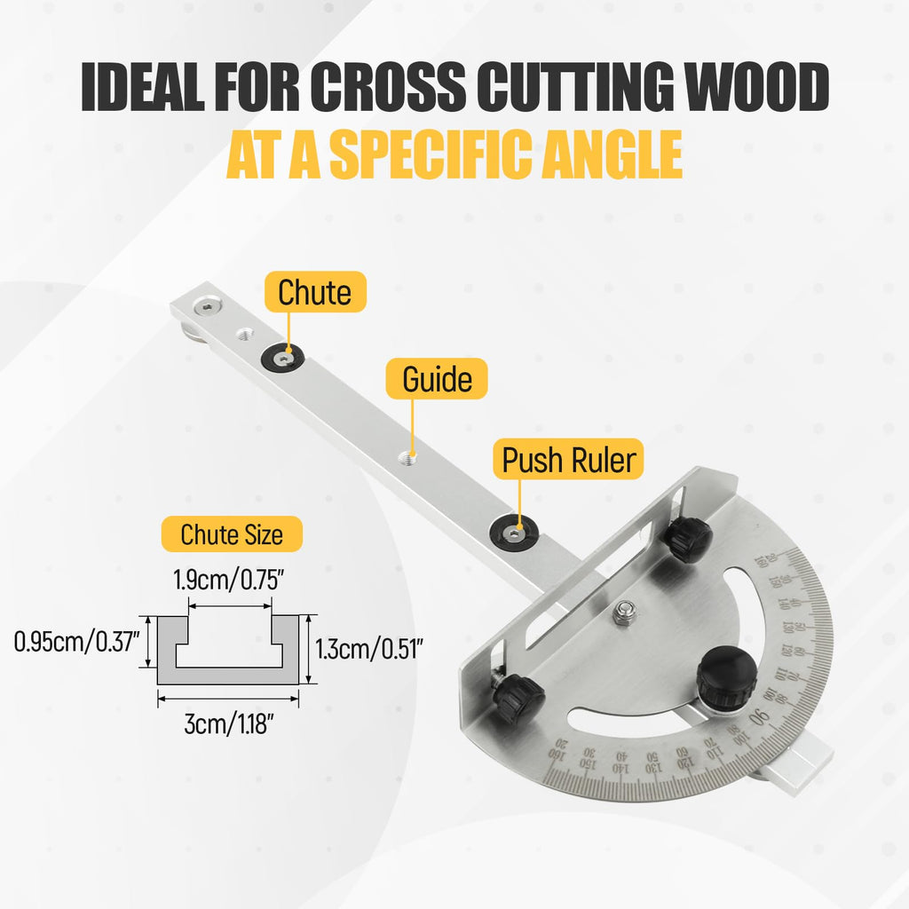 Table Saw Miter Gauge System with Miter Fence, 120° Angle Stops Adjustable, 250mm R4021