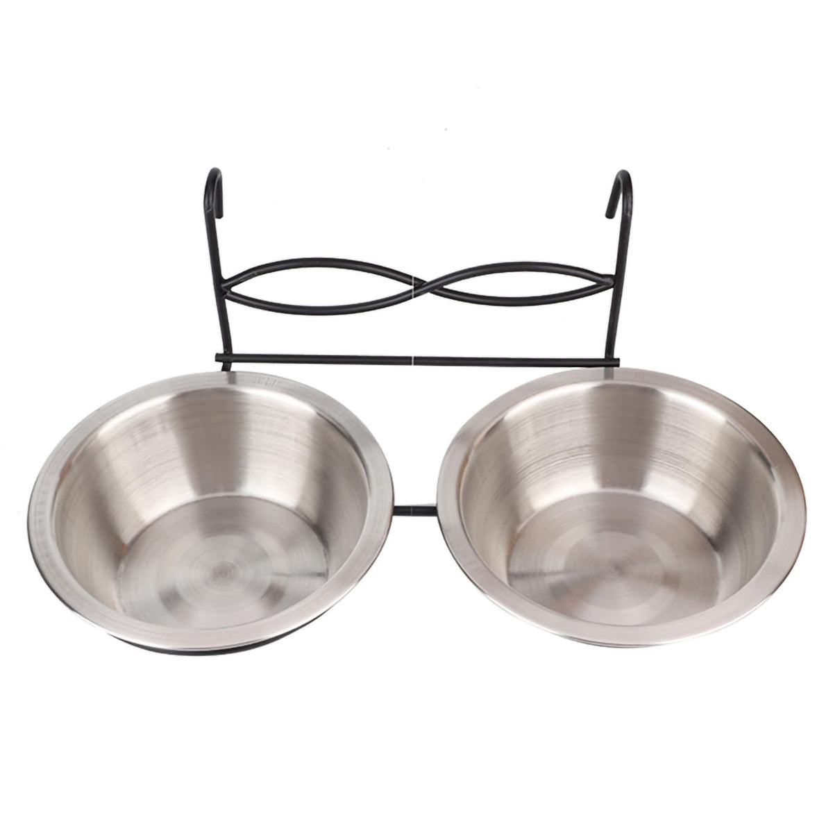 Stainless Steel Hanging Pet Bowls, 2 Bowls 1 Hook K3880