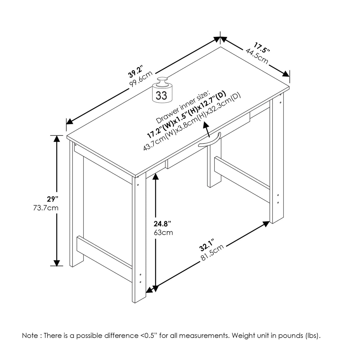 Black Writing Desk with Drawer K604635