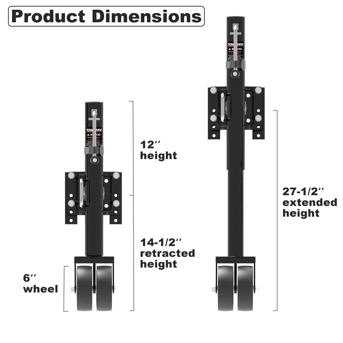 6" Dual-Wheel Trailer Jack, 1500lbs, 13" Lift Y70471