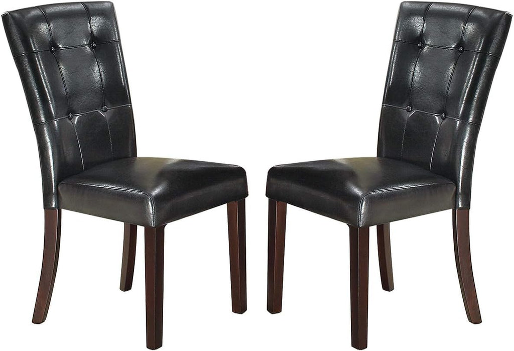Black Faux Leather Dining Chairs Set of 2 S890