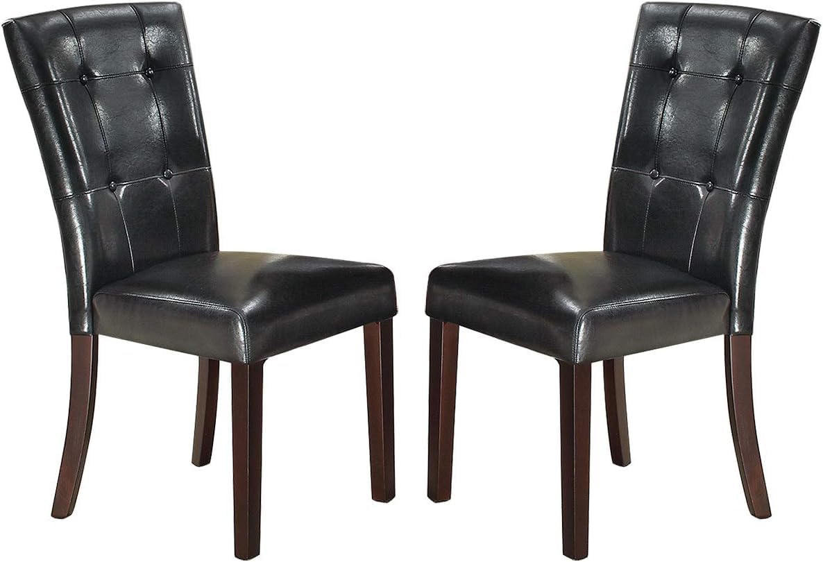 Black Faux Leather Dining Chairs Set of 2 S890