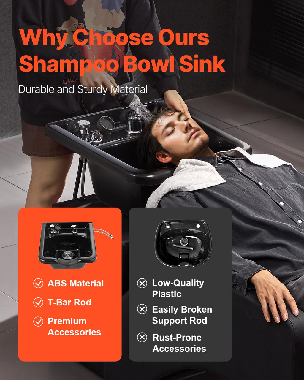 Black ABS Plastic Shampoo Basin K100409
