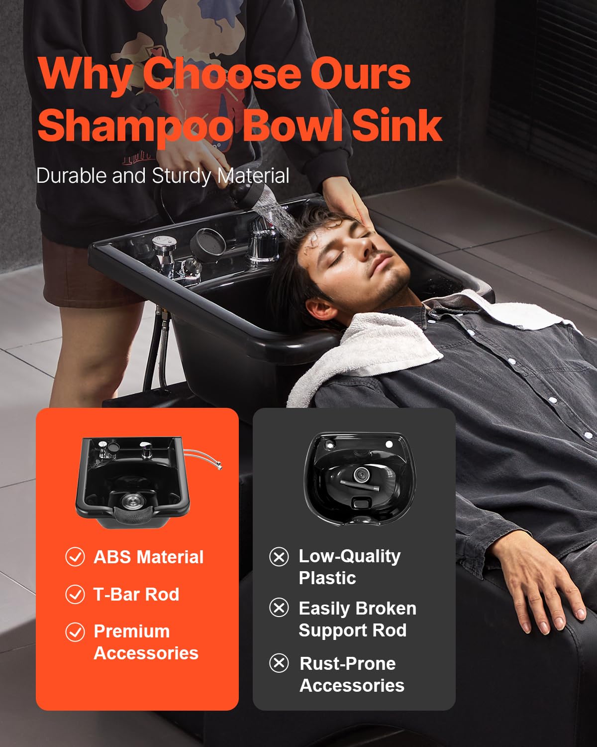 Black ABS Plastic Shampoo Basin K100409