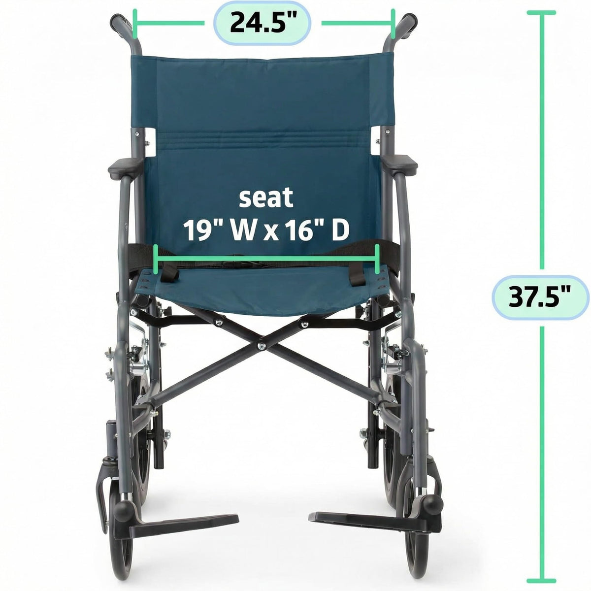 Folding Steel Transport Wheelchair with 12-Inch Wheels V4659