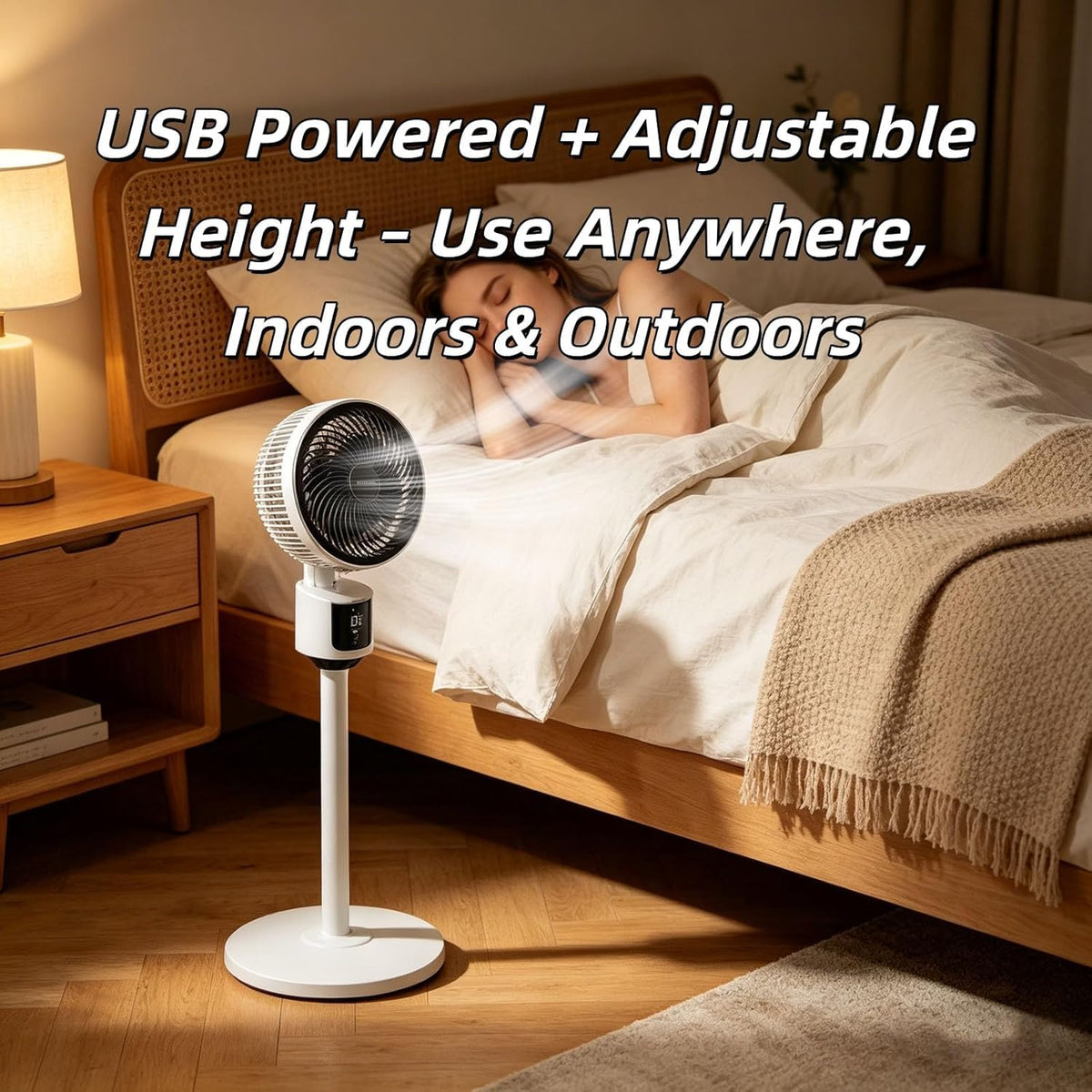 Standing Fan with 90° Oscillation, 3 Speeds, Adjustable Height H3398