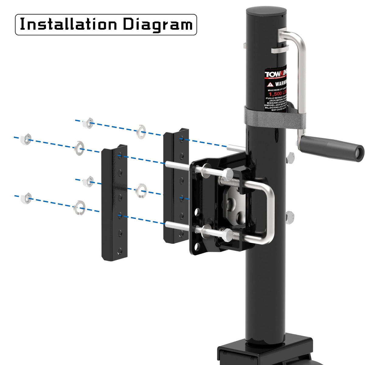 6" Dual-Wheel Trailer Jack, 1500lbs, 13" Lift Y70471
