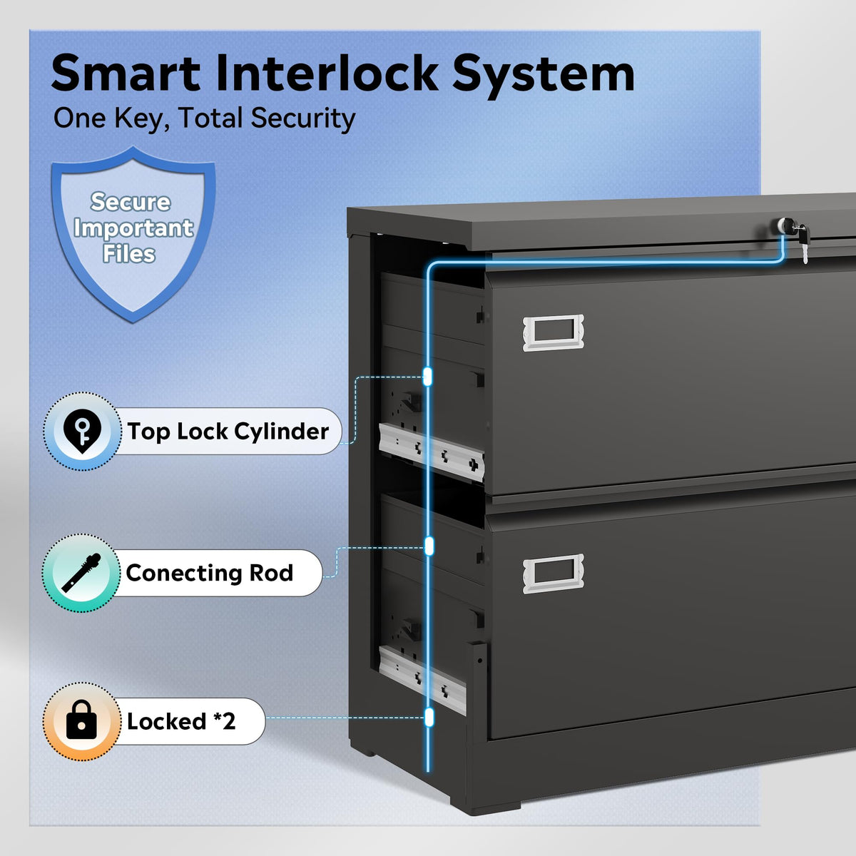 2 Drawer File Cabinet with Lock B101