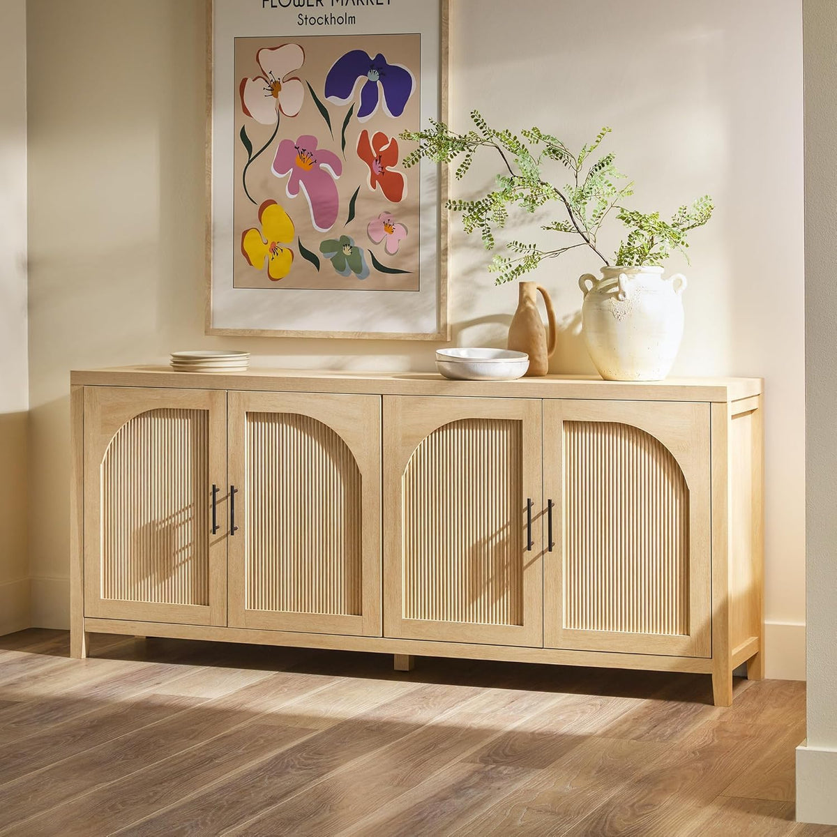 70 Inch Coastal Oak Sideboard Buffet D877125