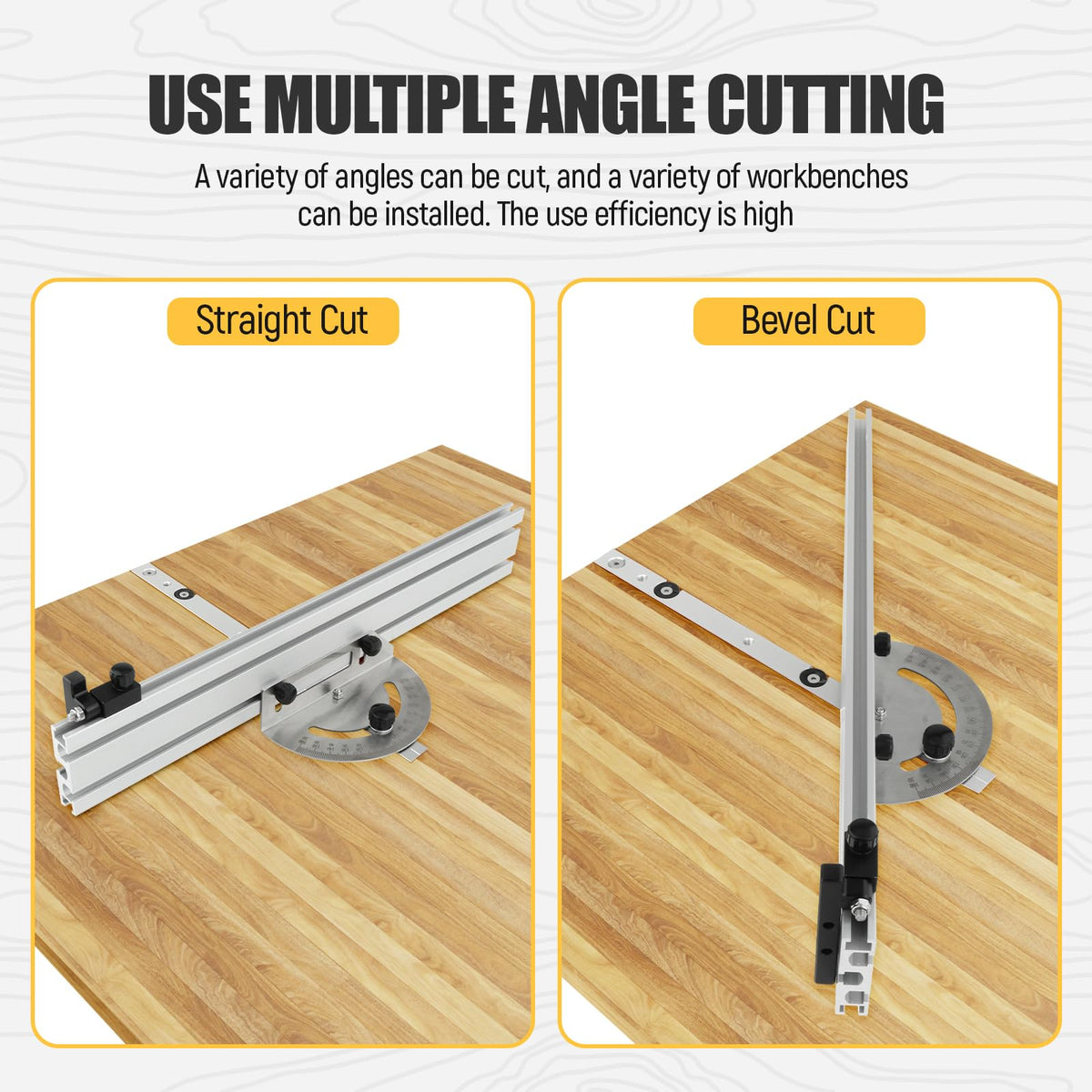 Table Saw Miter Gauge System with Miter Fence, 120° Angle Stops Adjustable, 250mm R4021