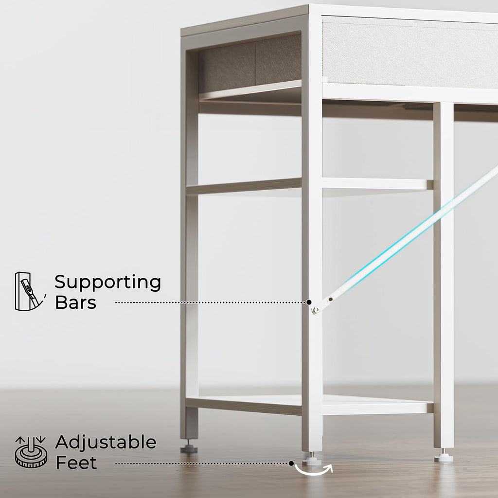 White 6 Drawer Computer Desk with Shelves Y5662