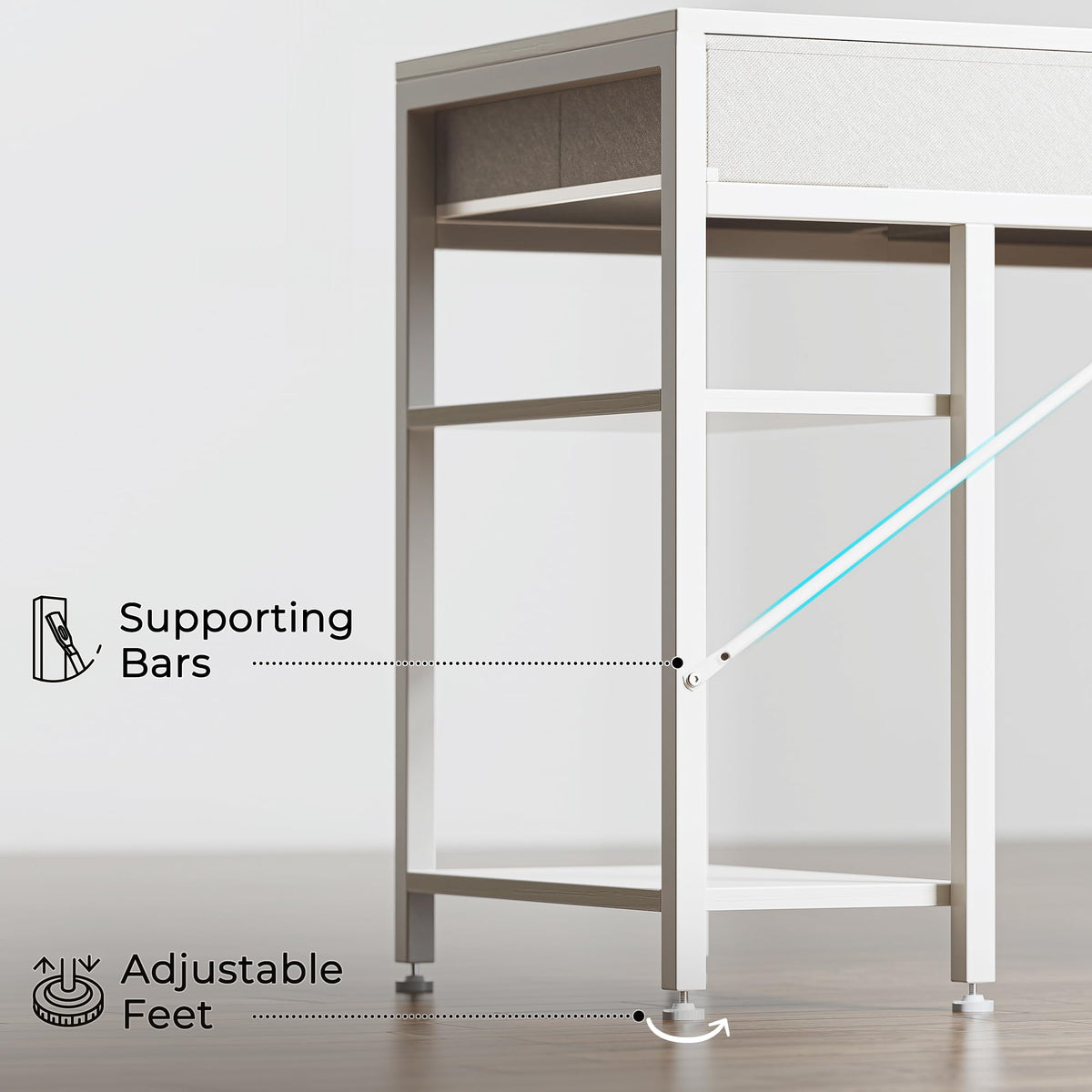 White 6 Drawer Computer Desk with Shelves Y5662