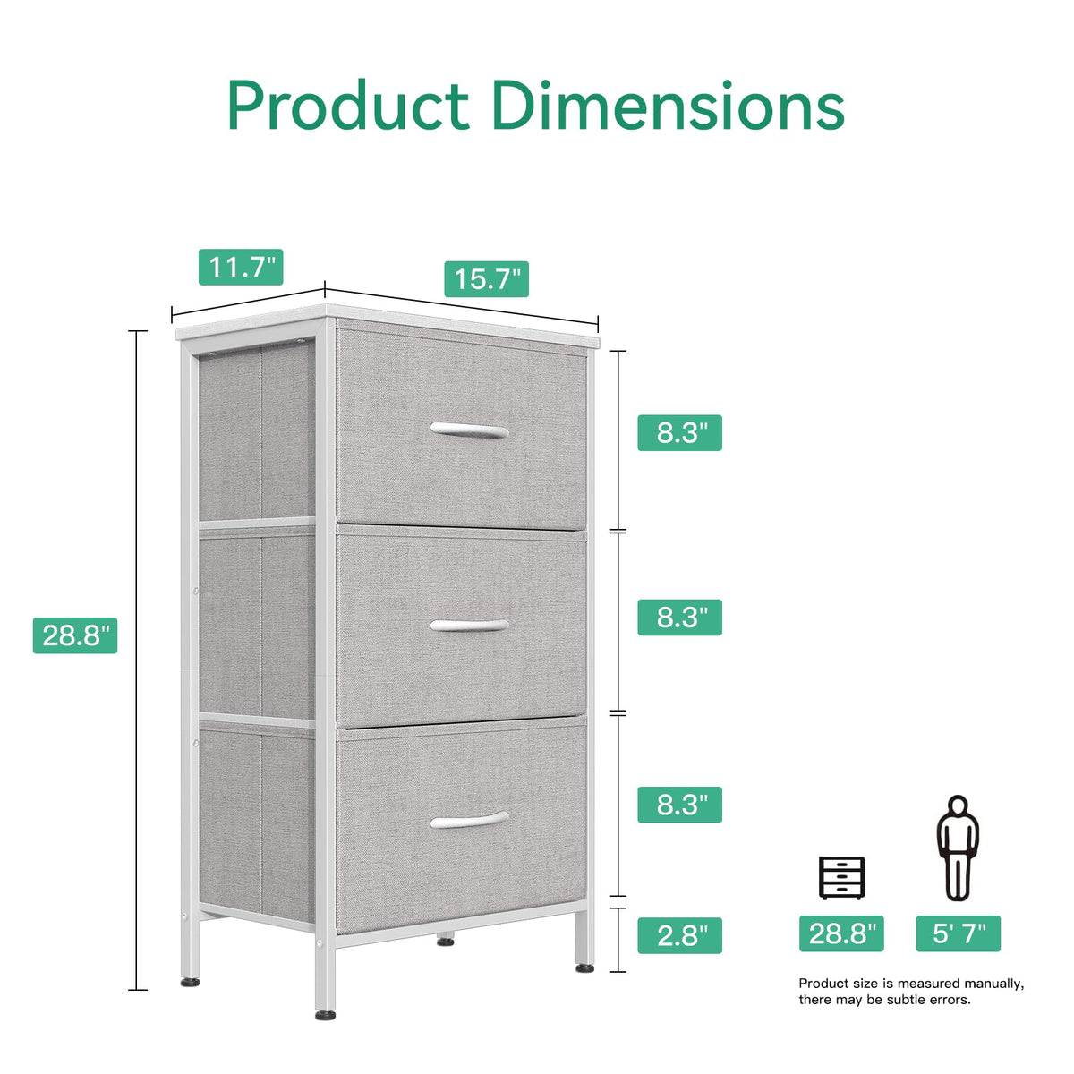 Light Grey 3 Drawer Dresser K83486