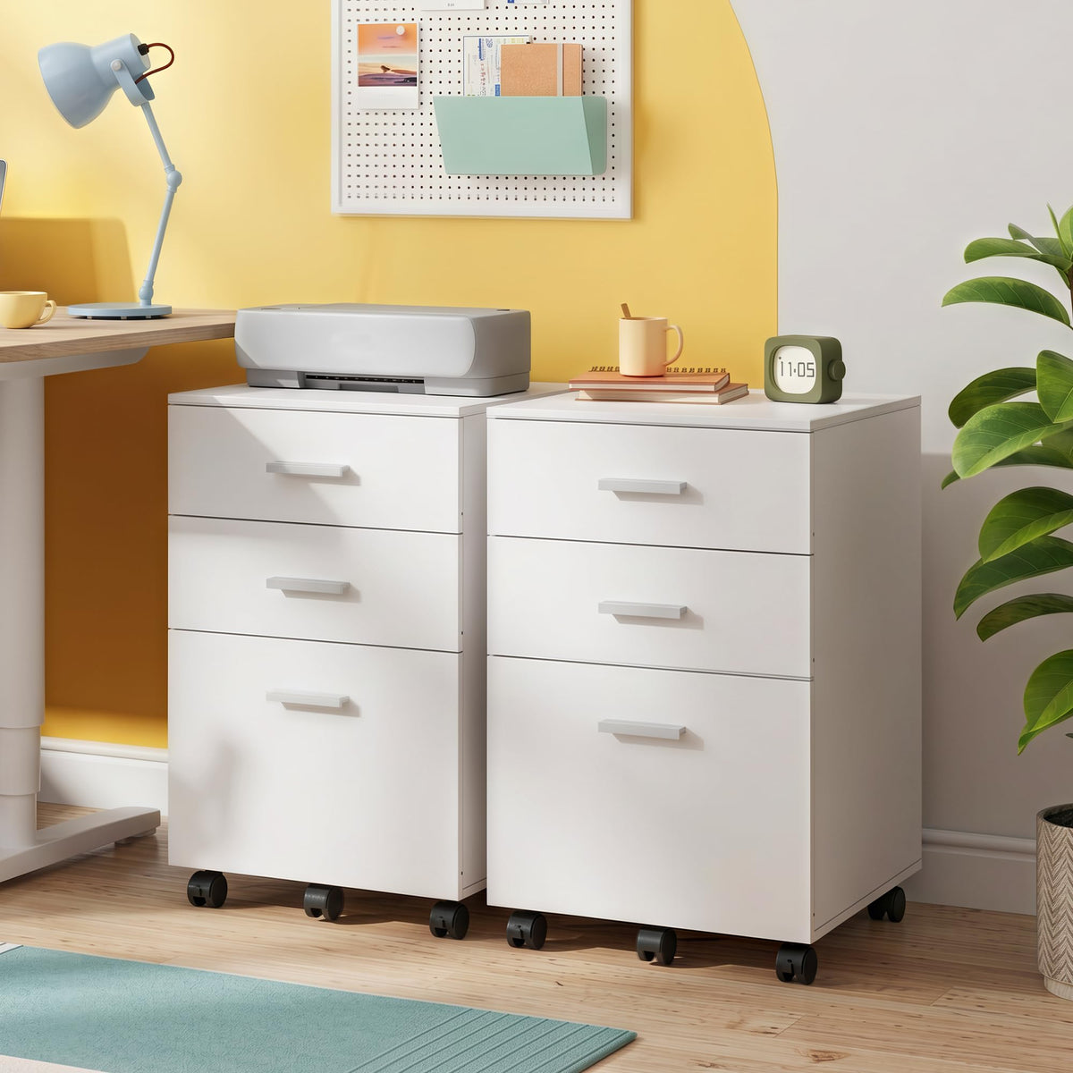 3 Drawer White Wood File Cabinet Z36019