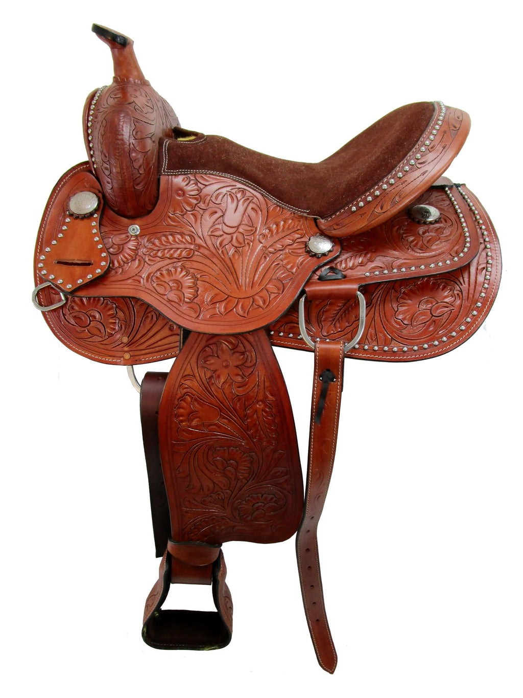 Tooled Leather Western Horse Saddle 15 16 17 18 K333070