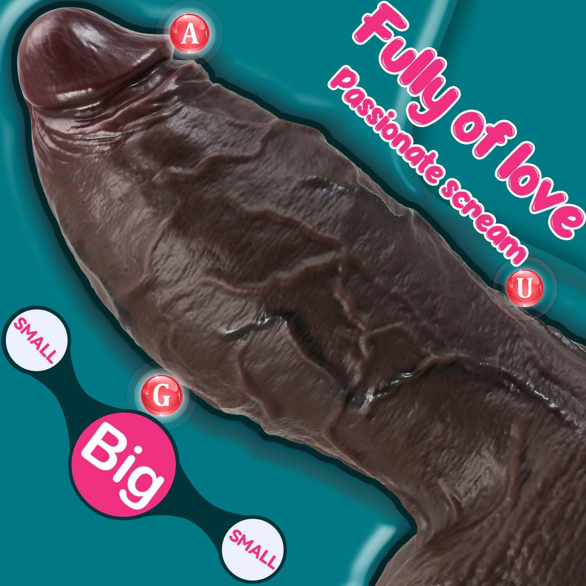 9.4 Inch Girth Black Curved Dual Density Dildo with Suction Cup V763919