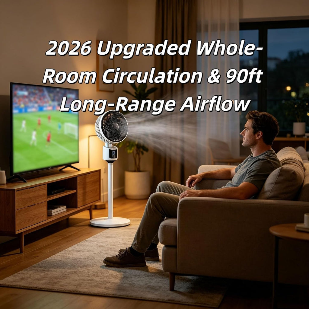 Standing Fan with 90° Oscillation, 3 Speeds, Adjustable Height H3398