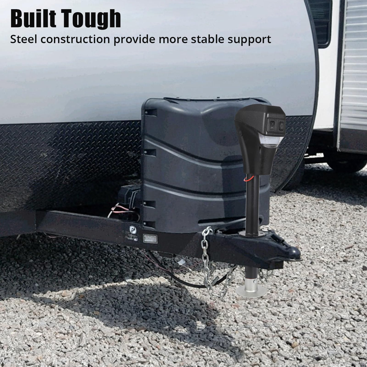 3500lbs Electric Trailer Jack with Front LED, 18" Lift A669