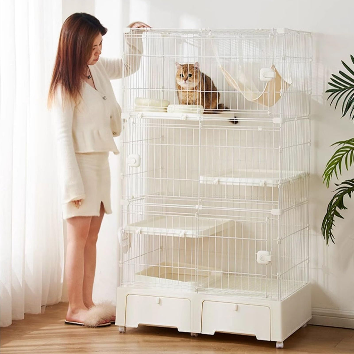 4 Tier Indoor Cat Enclosure with 3 Jumping Platforms W390600