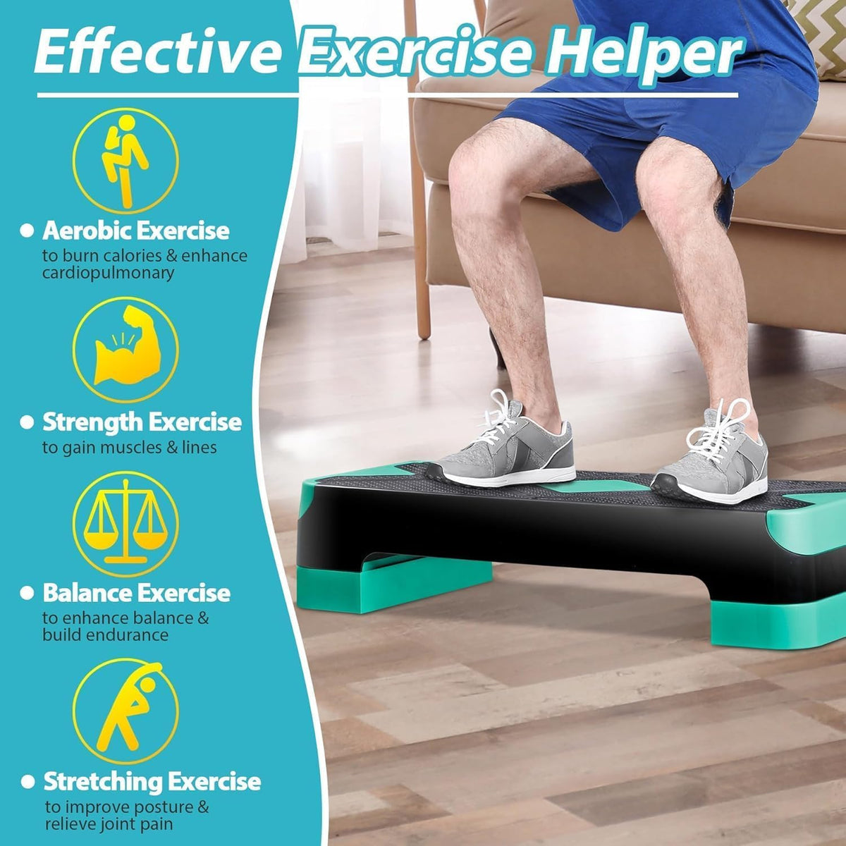 26.5 inch Aerobic Step Platform with 4 Risers V2538