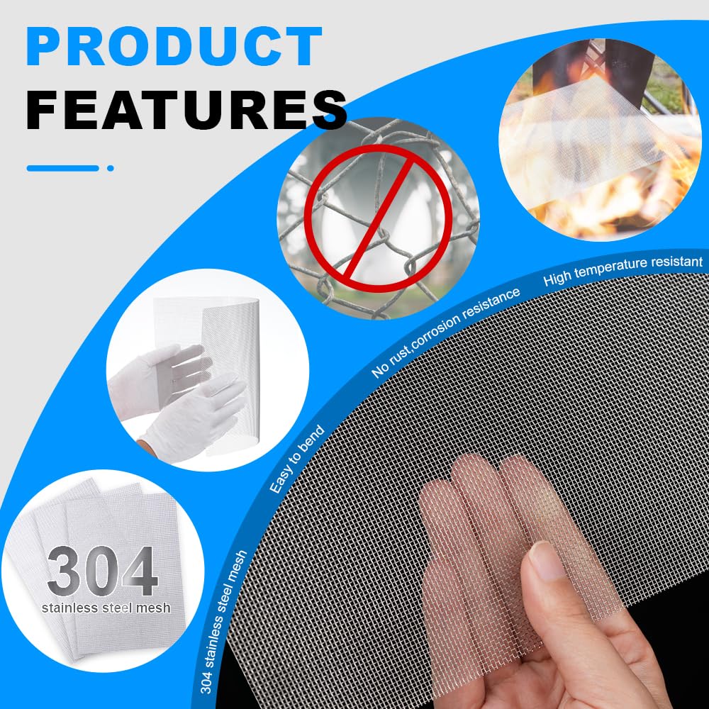 12×8 Inch 20 Mesh 304 Stainless Steel Wire Mesh Screen W1950