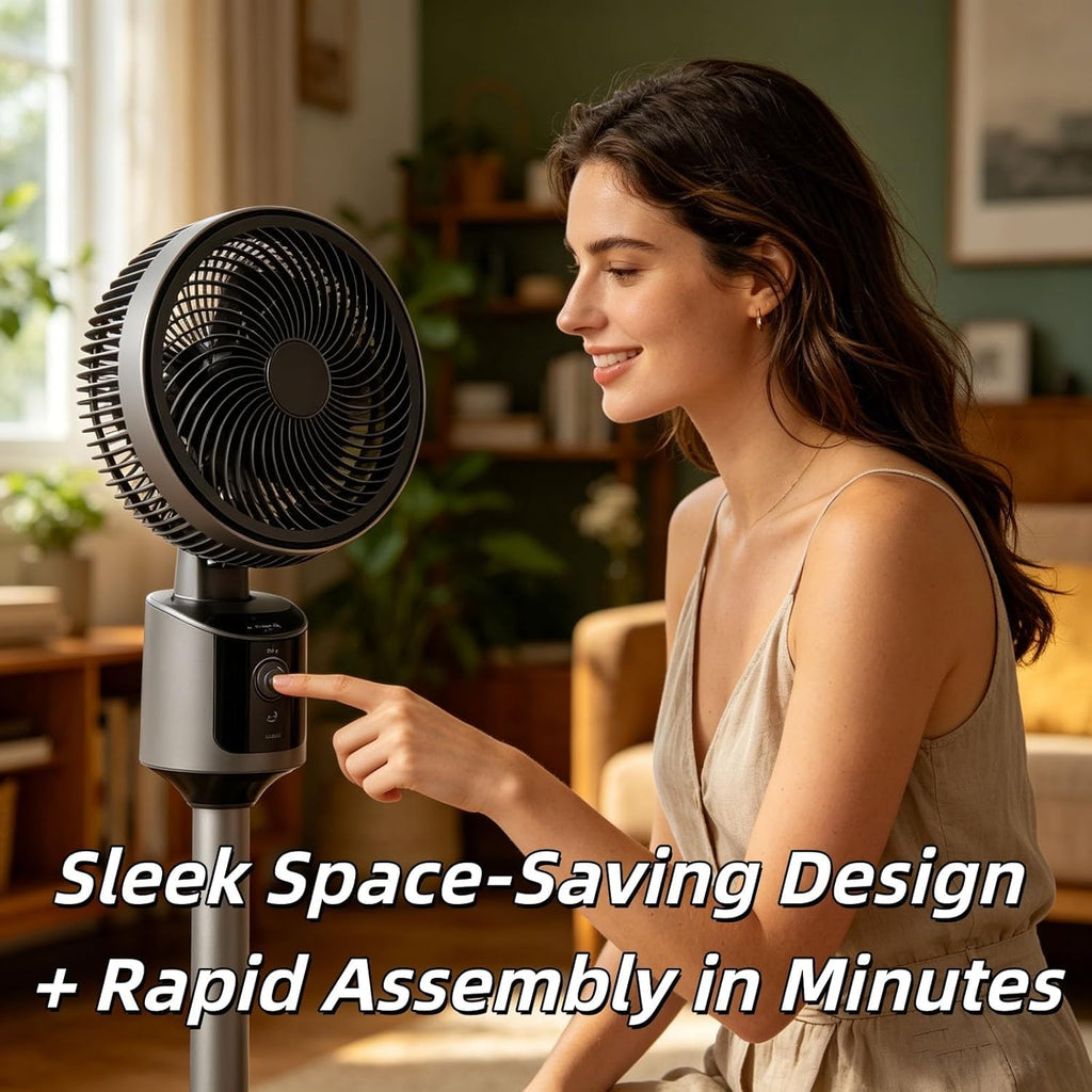 Standing Fan with 90° Oscillation, 3 Speeds, Adjustable Height H3398