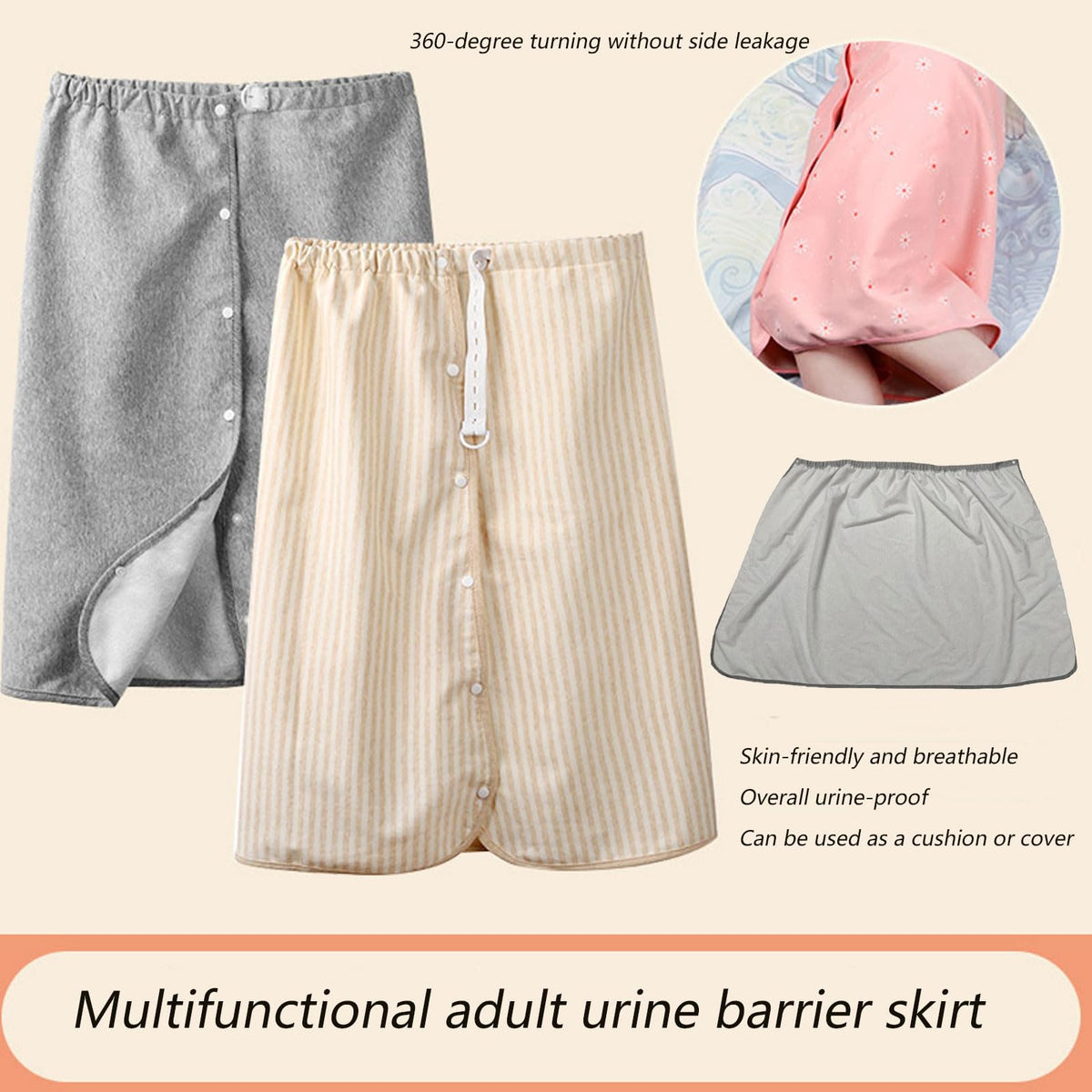 Full Open Waterproof Adjustable Reusable Adult Diaper Skirt P75237
