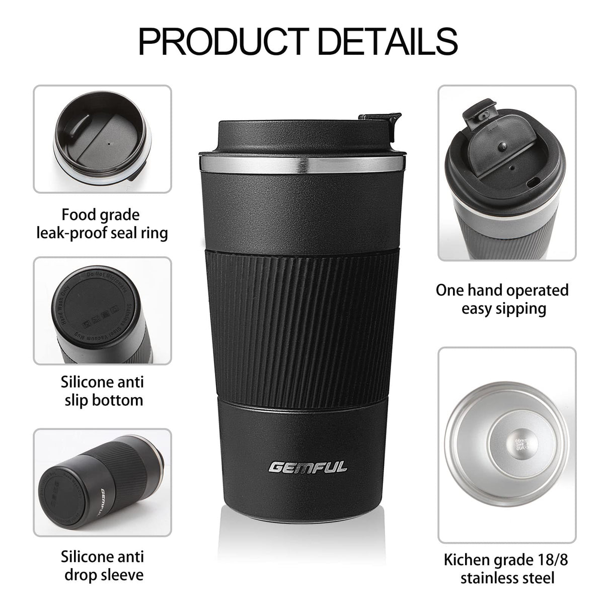 2 Pack 17oz Insulated Travel Coffee Mug with Lid A684
