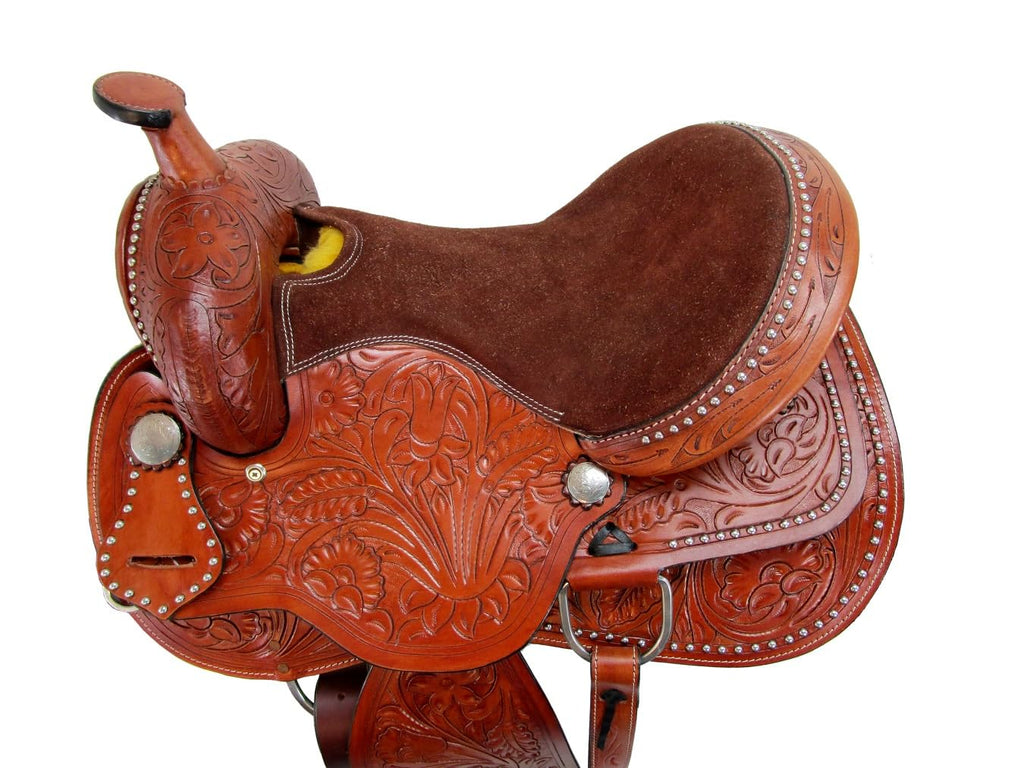 Tooled Leather Western Horse Saddle 15 16 17 18 K333070