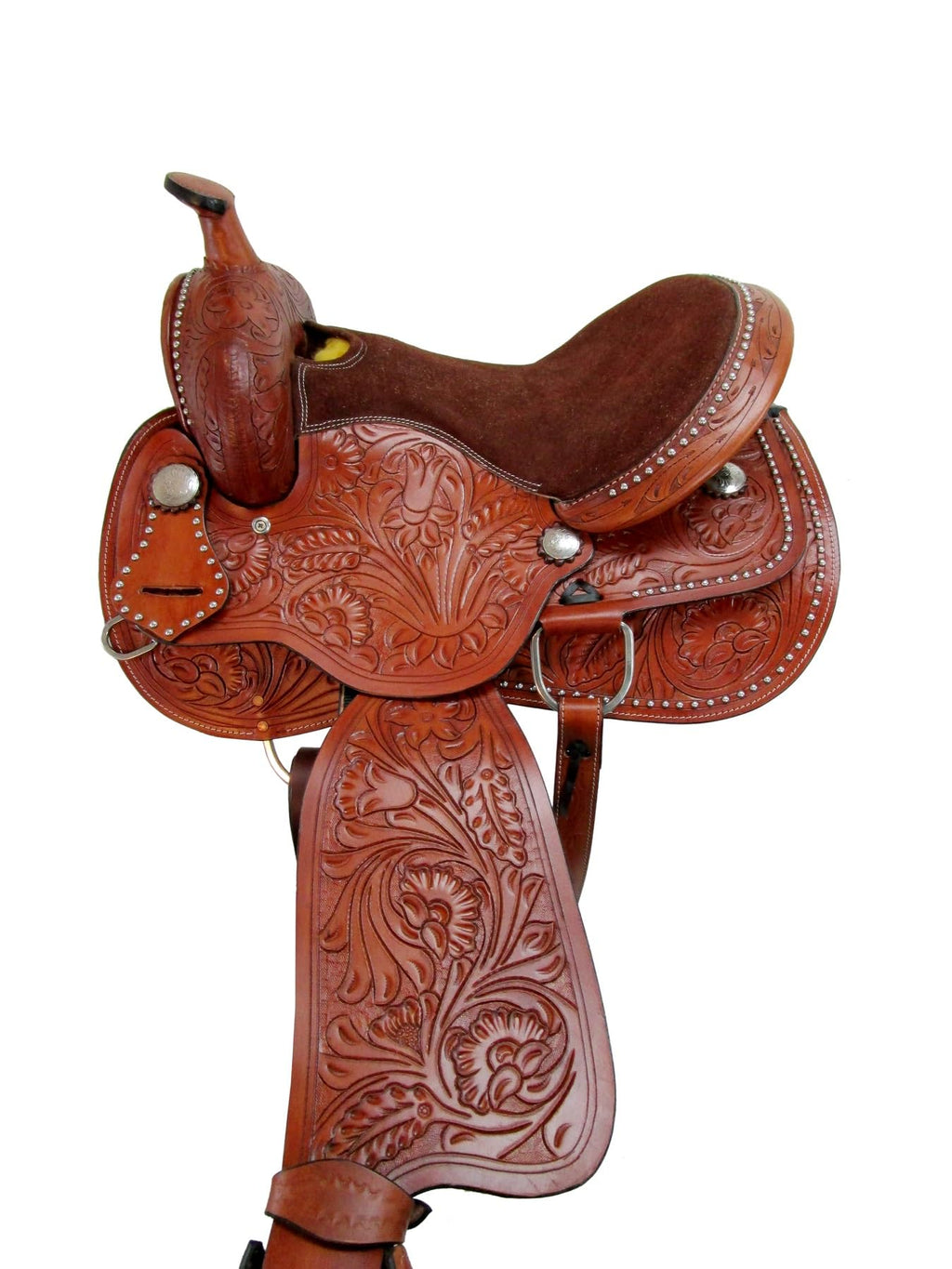 Tooled Leather Western Horse Saddle 15 16 17 18 K333070