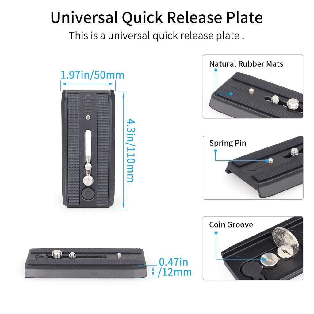 Heavy Duty Tripod Fluid Head with Sliding Plate V79048