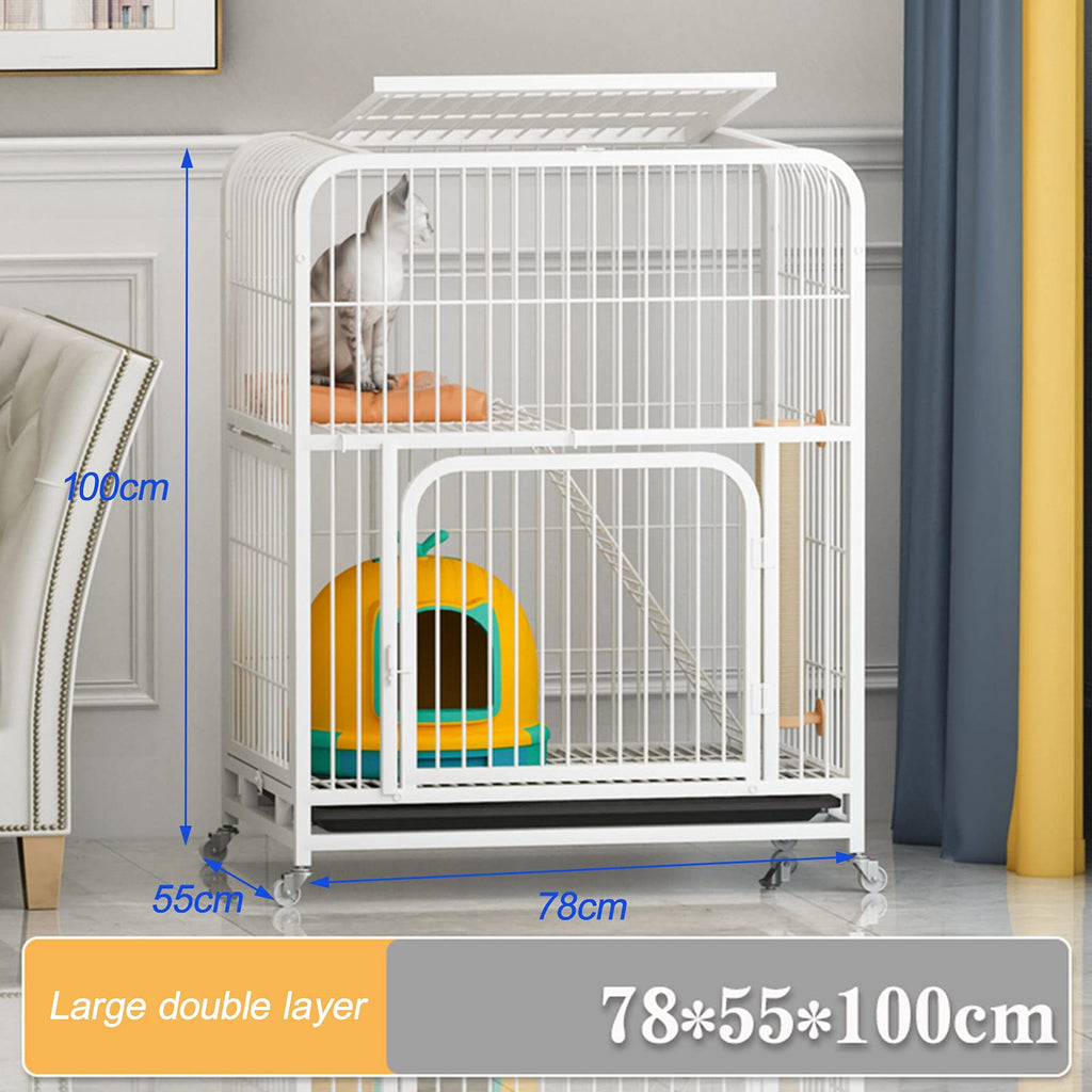 Large 3-Tier Metal Wire Cat Cage with Hammock and Casters C795207
