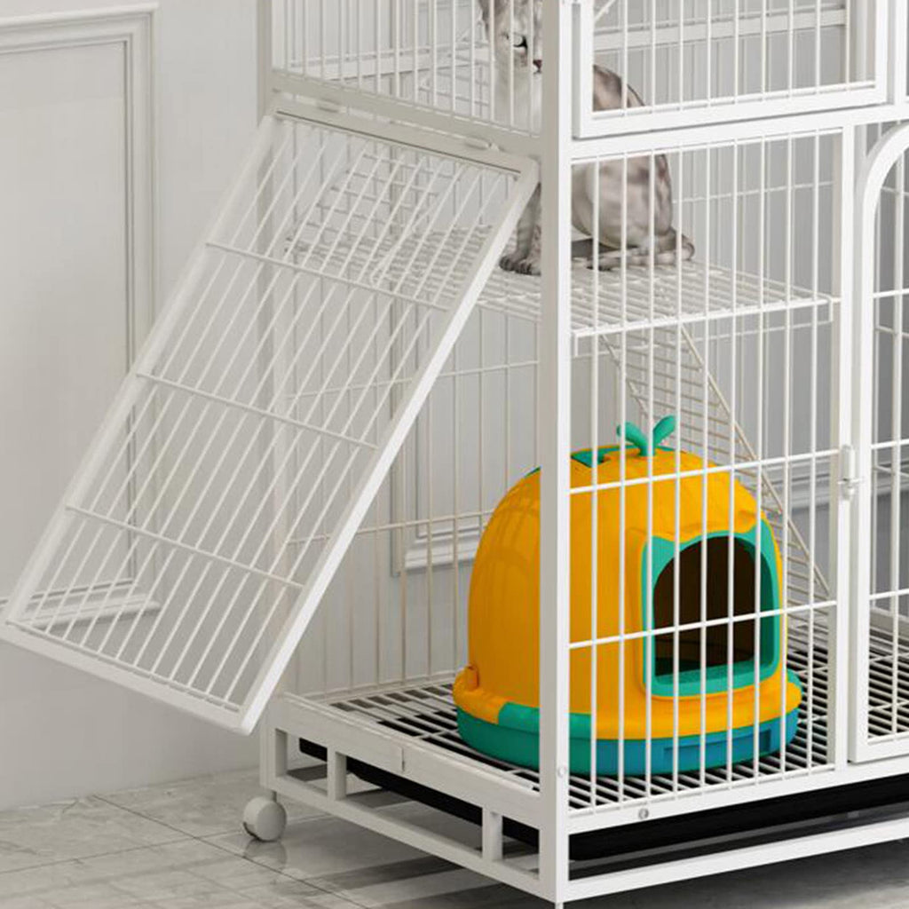 Large 3-Tier Metal Wire Cat Cage with Hammock and Casters C795207
