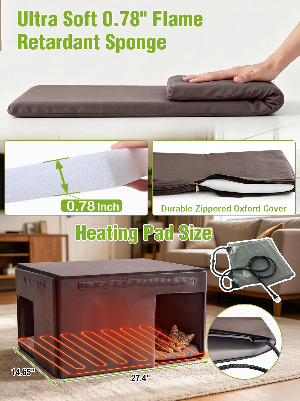 6-Sides Insulated Outdoor Heated Cat House F3951