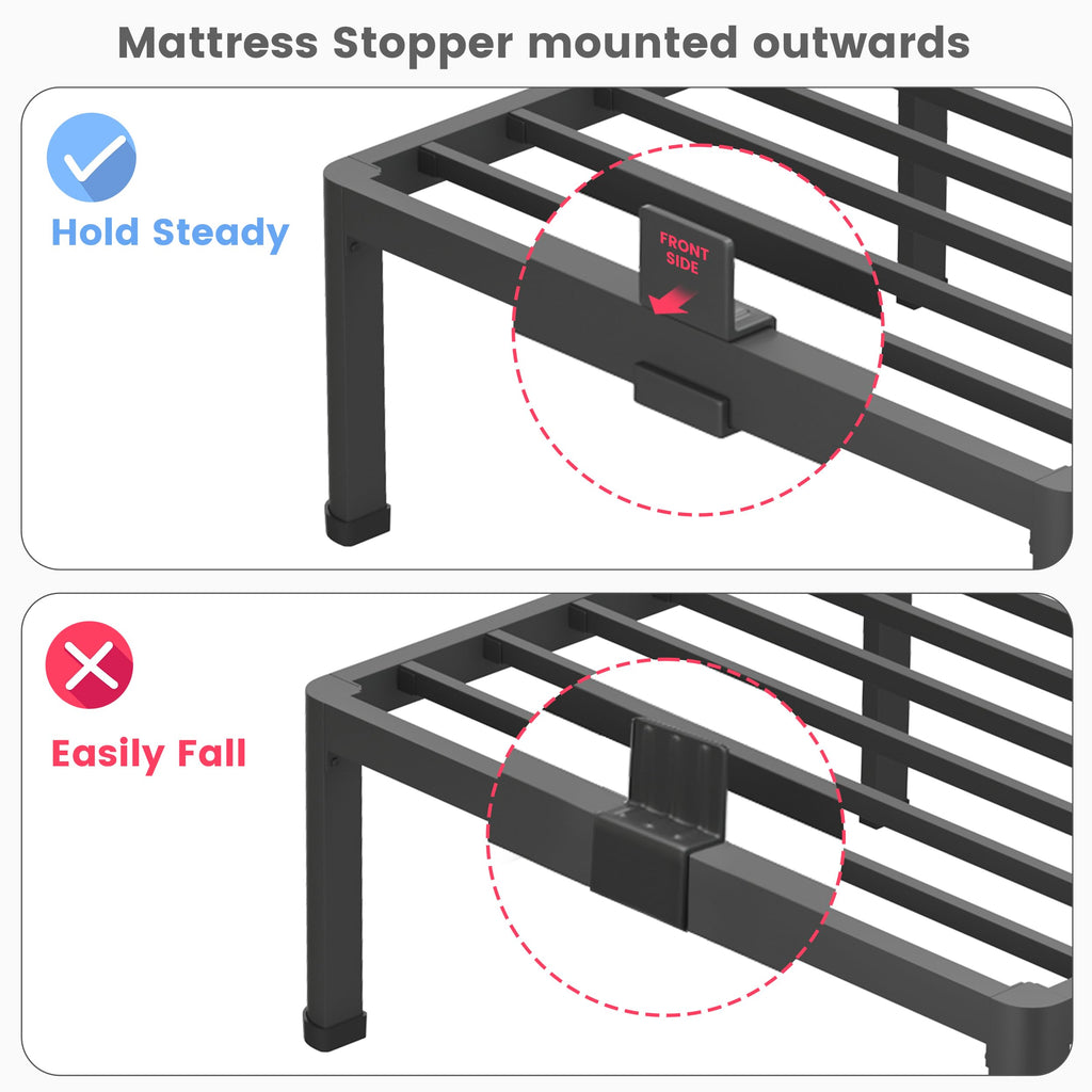 18 Inch Queen Size Metal Platform Bed Frame S3786