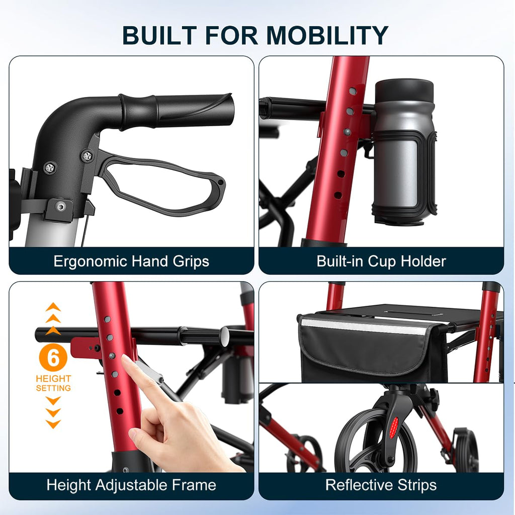 Foldable Rollator Walker with Seat L3186
