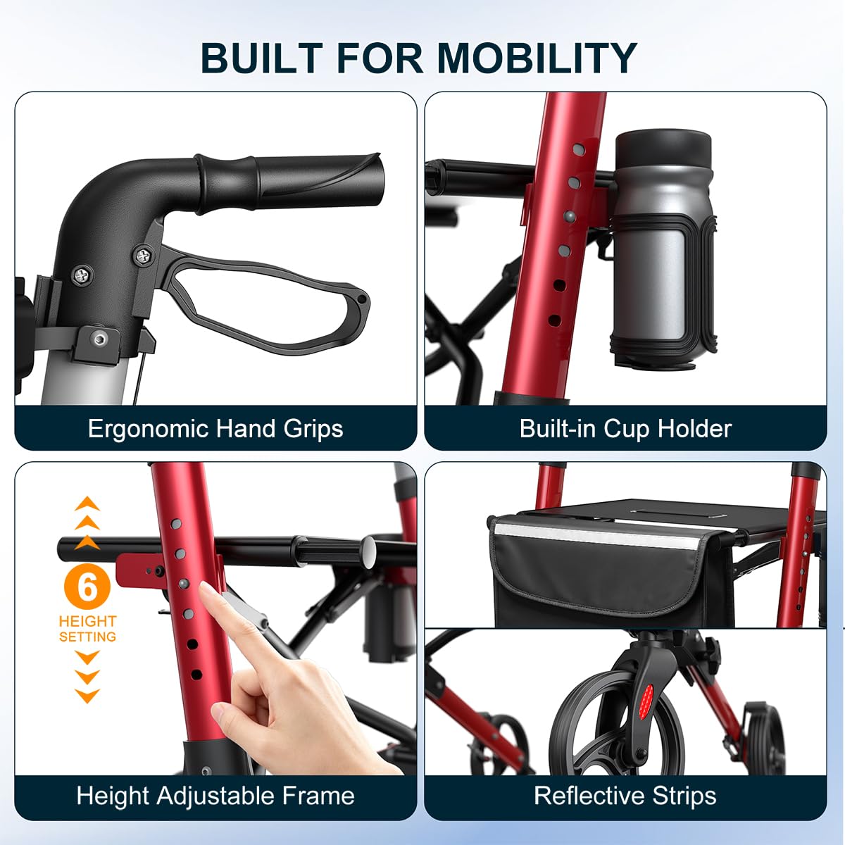 Foldable Rollator Walker with Seat L3186