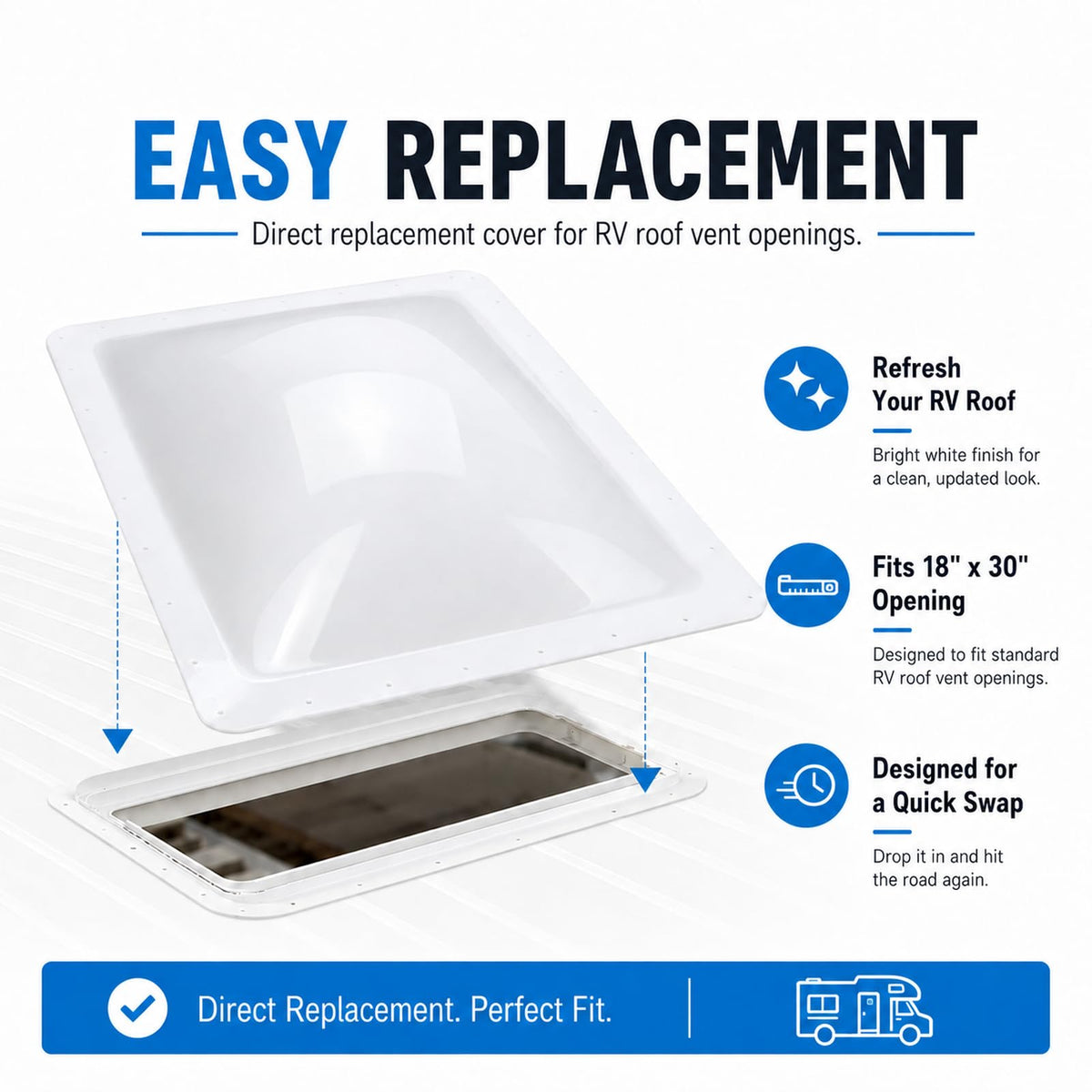 RV Skylight Replacement 22" x 34" Outer Dome Cover Q22629