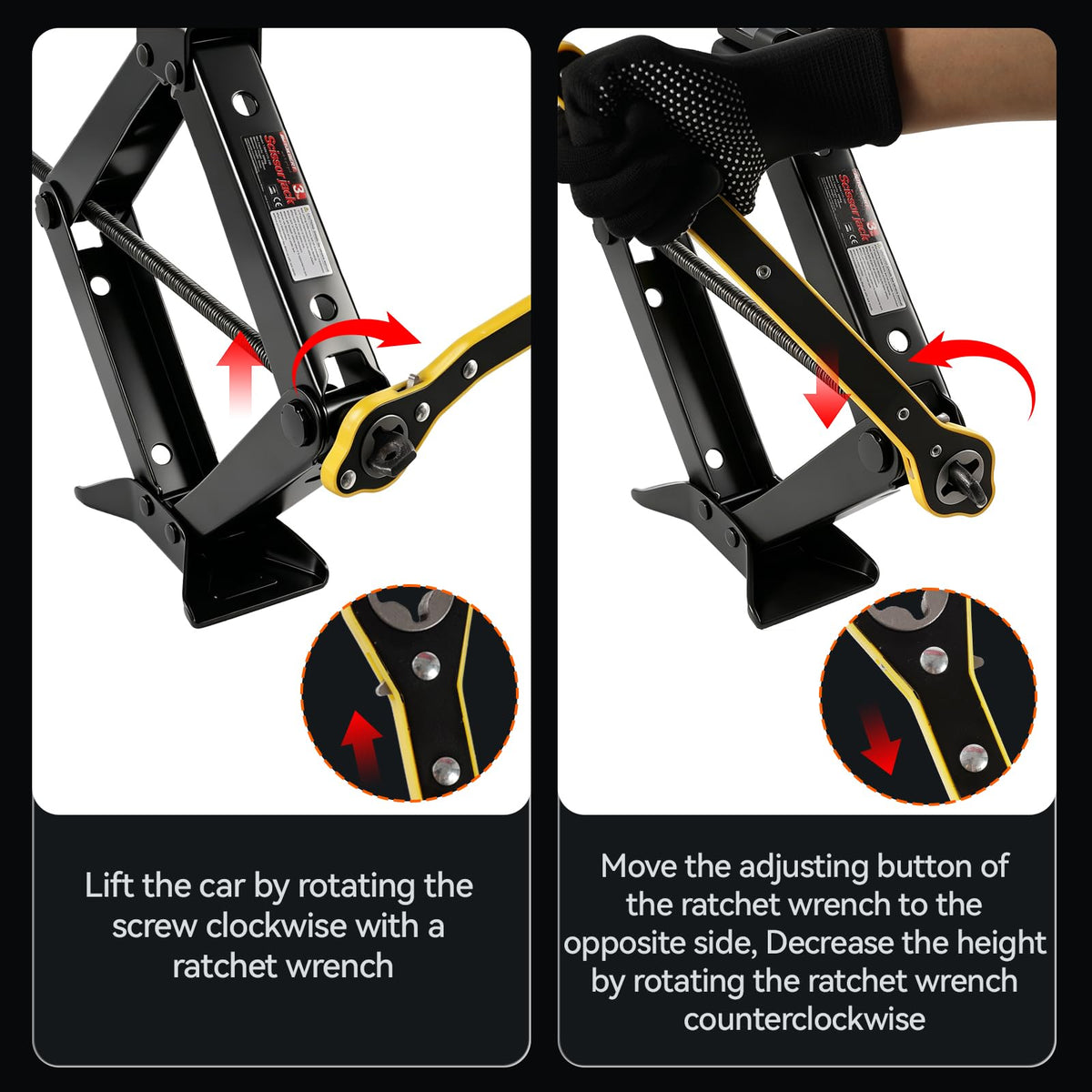 3 Ton Heavy Duty Scissor Jack with Lug Wrench G17881