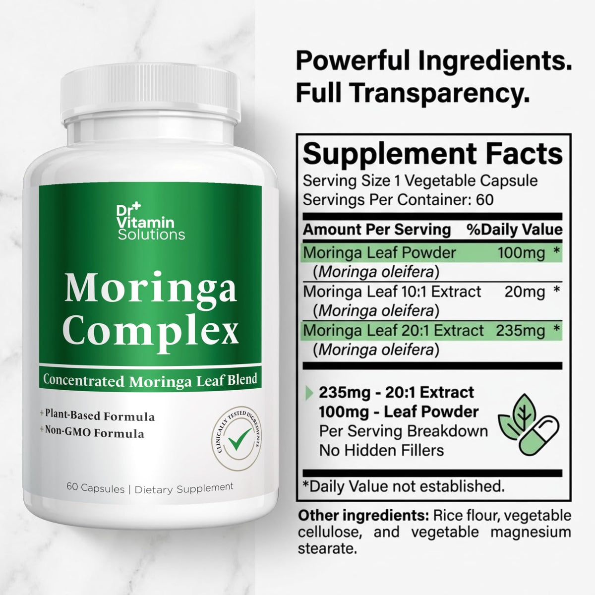 Moringa Oleifera Capsules with 20:1 Leaf Extract S836757