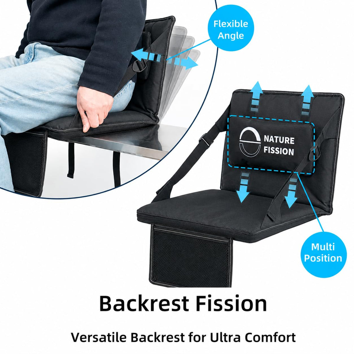 Foldable Portable Stadium Seat with Back and Lumbar Support L1530
