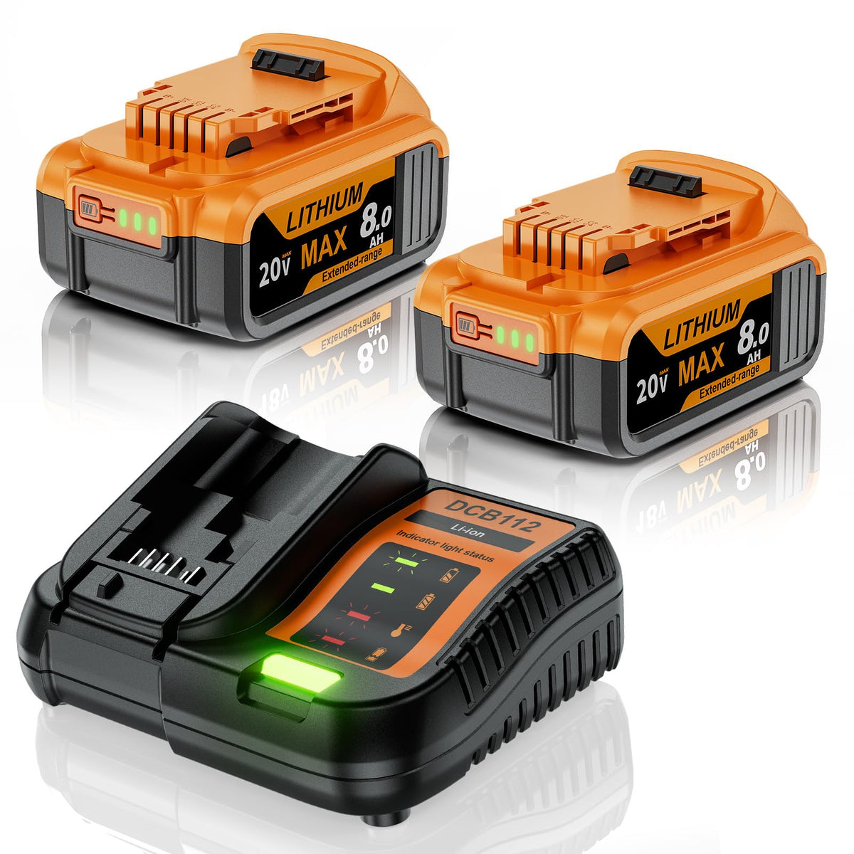2 Pack 8.0Ah 20V Max Battery and Charger S559
